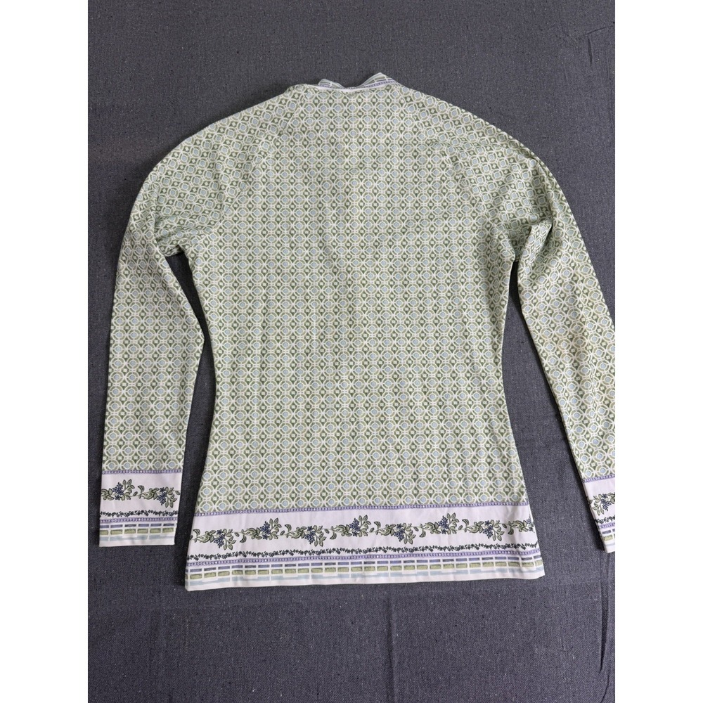 TORY BURCH Talia Botanical Printed Stretch Long Sleeve Quarter Zip Size S - Picture 3 of 8